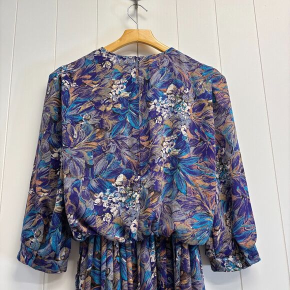 Vintage VLP Petites Women Secretary Librarian Dress Size 10P Abstract Pleated - Picture 7 of 9